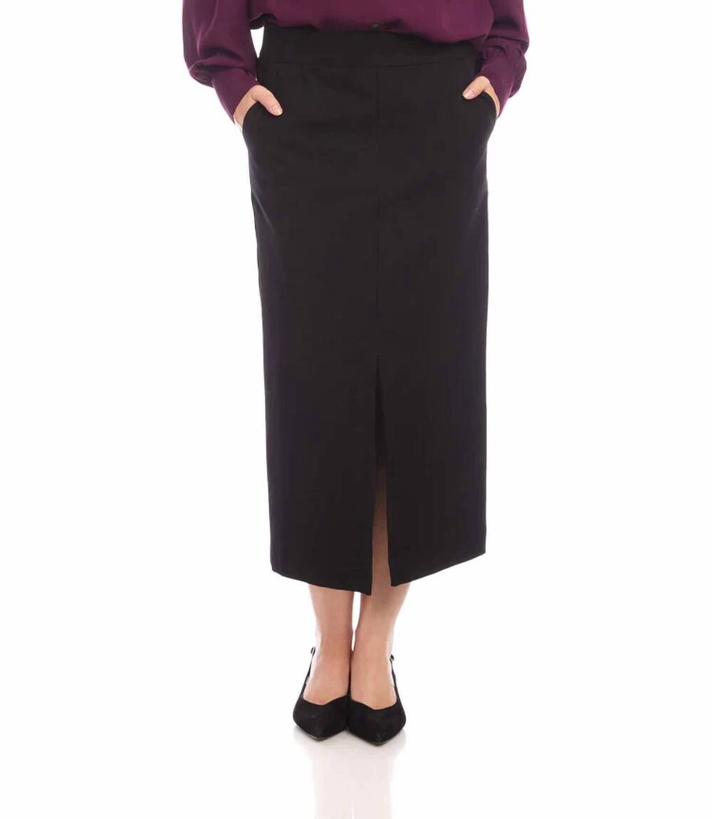 NEW KAREN KANE lizabeth front slit skirt in black